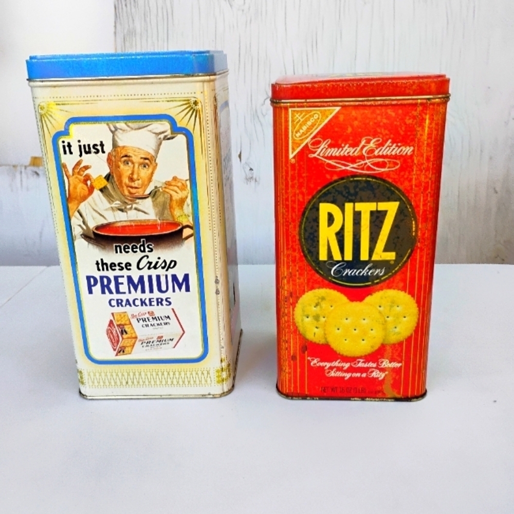 Vintage NABISCO Crackers Premium - blue top 1987 RITZ limited​​ C​​